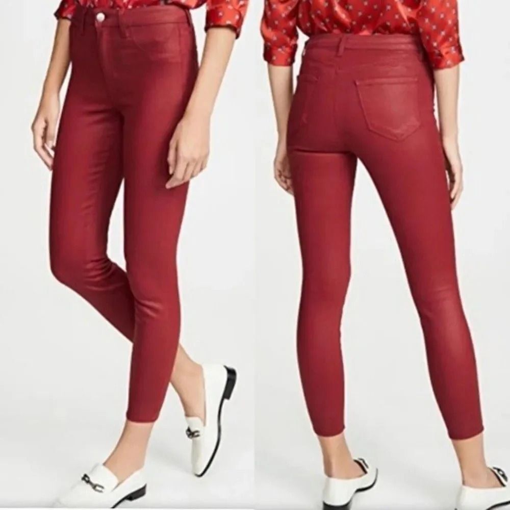 L'AGENCE Marguerite High Rise Red Coated Skinny Jeans Size 25